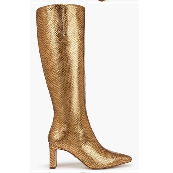 NWT Sam Edelman Sylvia Knee High Boot Medallion Gold Snake wide calf sz 6.5 - Picture 8 of 13